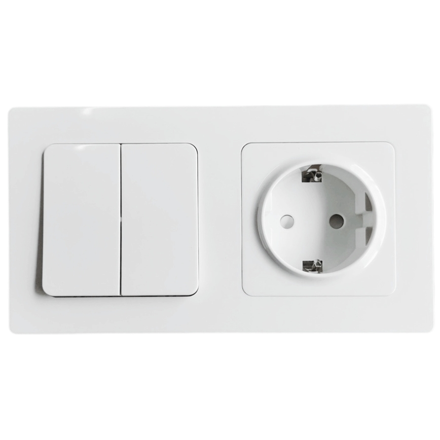 Aigostar - Διπλός διακόπτης αρ. 1 και πρίζα SCHUKO 250V με λευκό πλαίσιο
