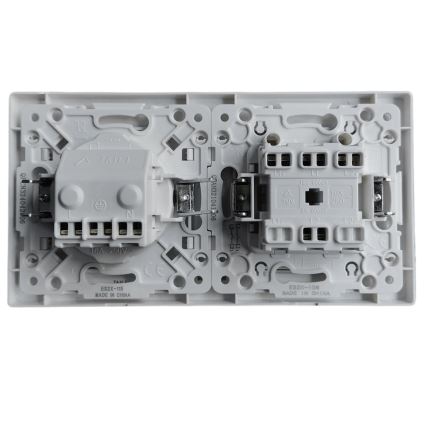Aigostar - Διπλός διακόπτης αρ. 1 και πρίζα SCHUKO 250V με λευκό πλαίσιο