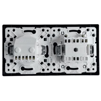 Aigostar - Διπλός διακόπτης αρ. 5 και πρίζα SCHUKO 230V με μαύρο πλαίσιο