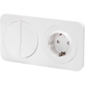 Aigostar - Διπλός διακόπτης αρ. 5 με πρίζα SCHUKO 230V και λευκό πλαίσιο