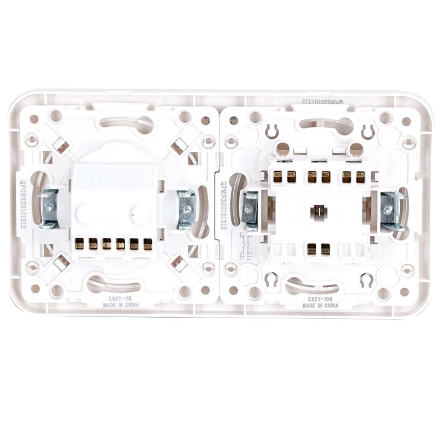 Aigostar - Διπλός διακόπτης αρ. 5 με πρίζα SCHUKO 230V και λευκό πλαίσιο