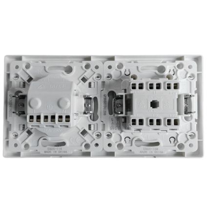 Aigostar - Διπλός διακόπτης αρ. 6 + 6 και πρίζα SCHUKO 250V με λευκό πλαίσιο