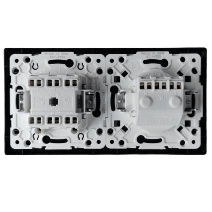Aigostar - Διπλός διακόπτης αρ. 6 και πρίζα SCHUKO 230V με μαύρο πλαίσιο