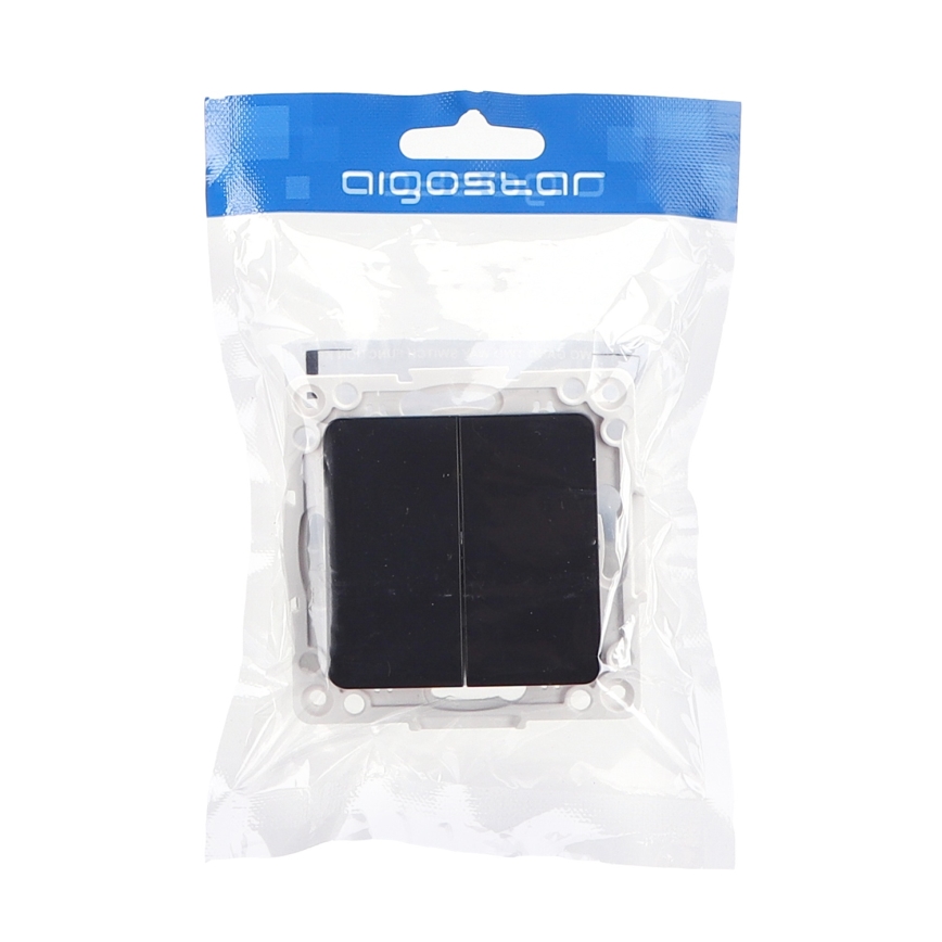 Aigostar - Διπλός διακόπτης χωρίς πλαίσιο αρ. 5 μαύρος