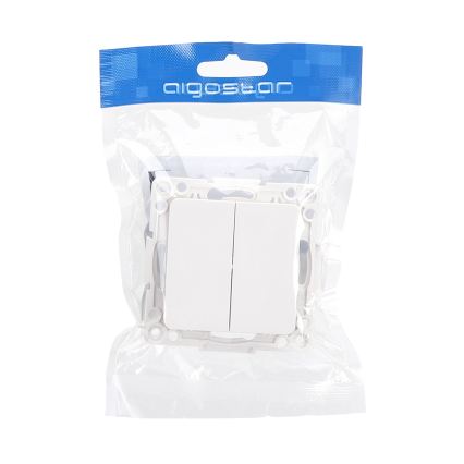 Aigostar - Διπλός διακόπτης χωρίς πλαίσιο αρ. 6+6, λευκός