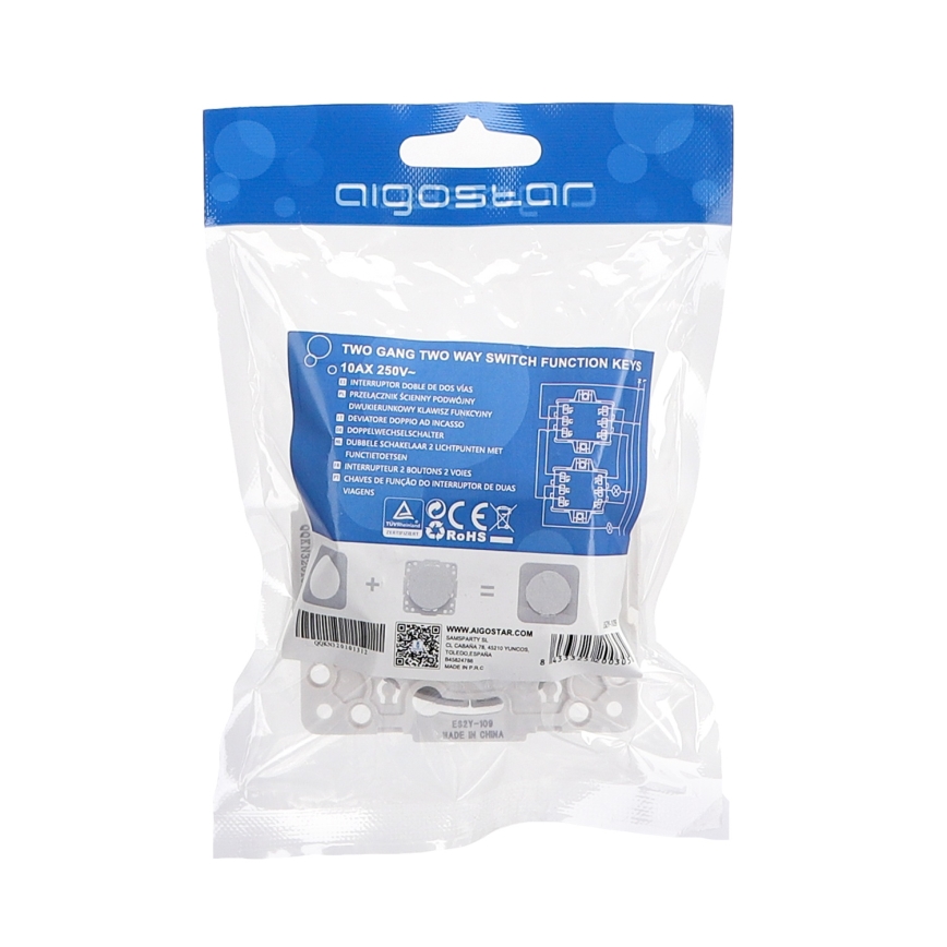 Aigostar - Διπλός διακόπτης χωρίς πλαίσιο č. 6 + 6 ασημί
