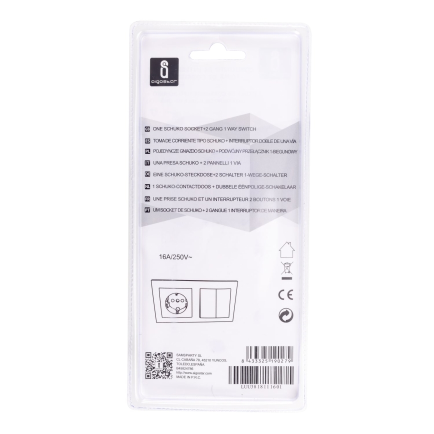 Aigostar - Διακόπτης με πρίζα 1x16A/250V