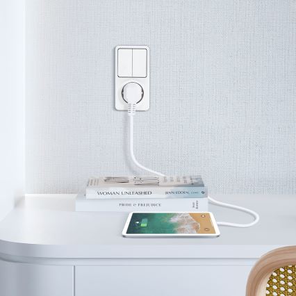 Aigostar - Διακόπτης σπιτιού 2P με ένα socket 1x10A/250V