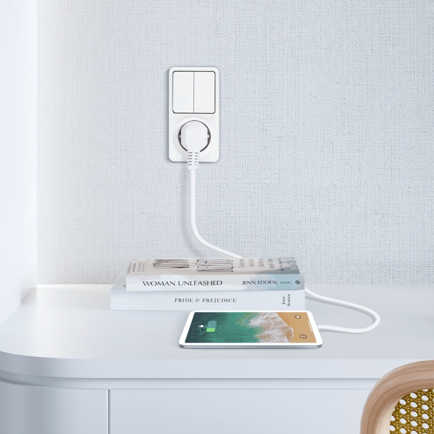 Aigostar - Διακόπτης σπιτιού 2P με ένα socket 1x10A/250V