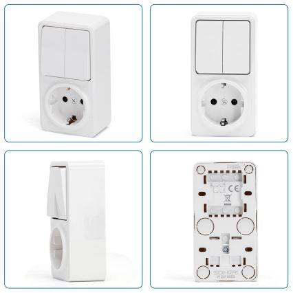 Aigostar - Διακόπτης σπιτιού 2P με ένα socket 1x10A/250V