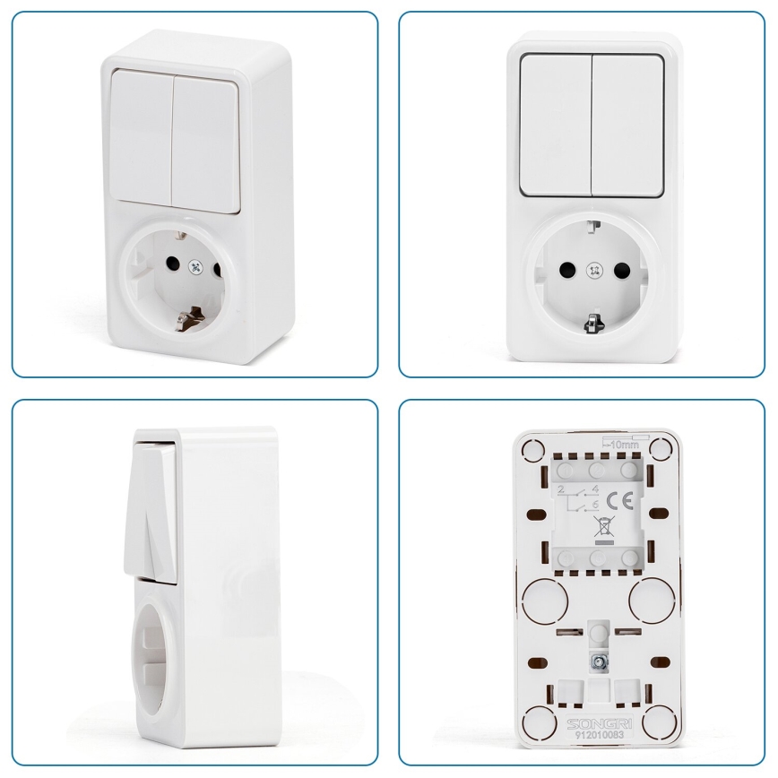 Aigostar - Διακόπτης σπιτιού 2P με ένα socket 1x10A/250V