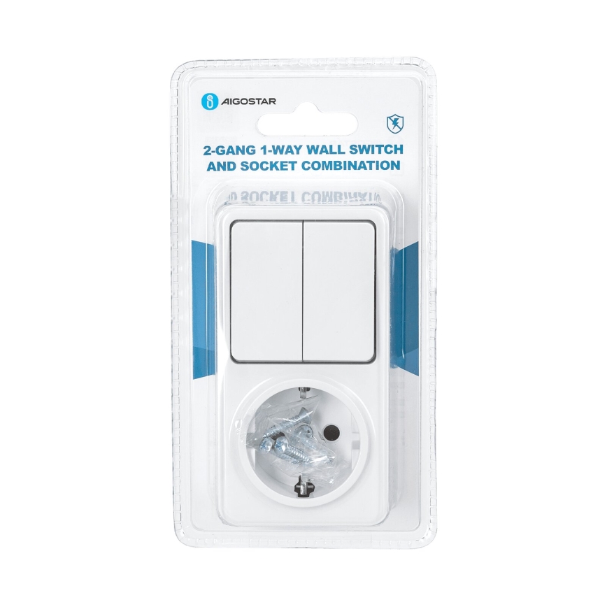 Aigostar - Διακόπτης σπιτιού 2P με ένα socket 1x10A/250V