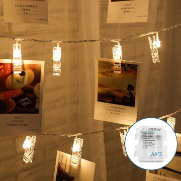 Aigostar - Διακοσμητική σειρά LED με μανταλάκια 20xLED/3xAA 3,3μ ζεστό λευκό
