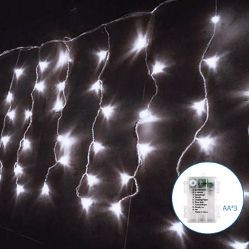 Aigostar - Εξωτερική χριστουγεννιάτικη σειρά LED 100xLED/8 λειτουργίες/3xAA 8x0,4m IP44 ψυχρό λευκό