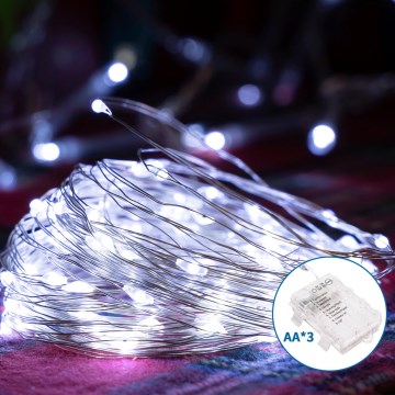 Aigostar - Εξωτερικό χριστουγεννιάτικο φωτιστικό LED 150xLED/8 λειτουργίες/3xAA 15,3μ IP44 ψυχρό λευκό