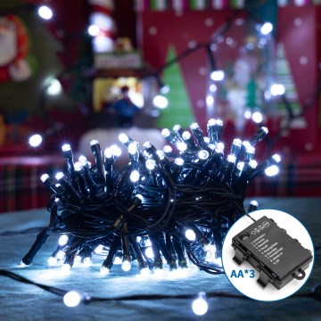 Aigostar - Εξωτερικό χριστουγεννιάτικο φωτιστικό LED 200xLED/8 λειτουργίες/3xAA 10,3μ IP44 ψυχρό λευκό
