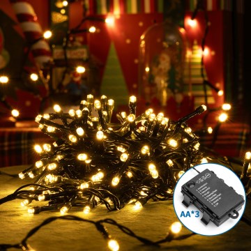Aigostar - Εξωτερικό χριστουγεννιάτικο φωτιστικό LED με 200 LED/8 λειτουργίες 3xAA 10,3μ IP44 ζεστό λευκό