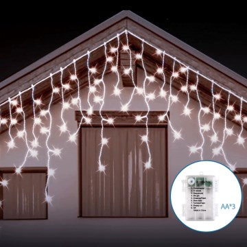 Aigostar - Εξωτερικό χριστουγεννιάτικο φωτιστικό LED με 200 LED/8 λειτουργίες 3xAA 13x0,6m IP44 ψυχρό λευκό