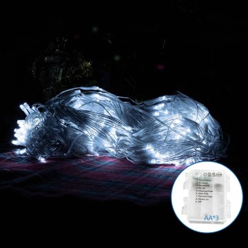 Aigostar - Εξωτερικό χριστουγεννιάτικο φωτιστικό LED με 200 LED/8 λειτουργίες/3xAA 6x1,5μ IP44 ψυχρό λευκό