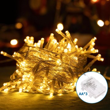 Aigostar - Εξωτερικό χριστουγεννιάτικο φωτιστικό LED με 50 LED/8 λειτουργίες, 3xAA, μήκος 5,3μ, IP44, ζεστό λευκό