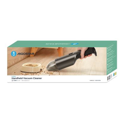 Aigostar - Επαναφορτιζόμενο σκουπάκι χειρός 70W/7,4V χρώμιο
