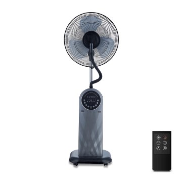 Aigostar - Επιδαπέδιος ανεμιστήρας με εφέ ομίχλης 95W/230V μαύρο/γκρι + τηλεχειριστήριο