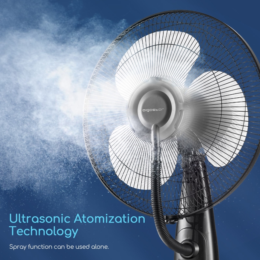 Aigostar - Επιδαπέδιος ανεμιστήρας υδρονέφωσης 75W/230V + RC