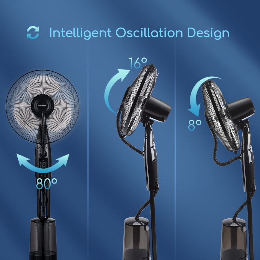 Aigostar - Επιδαπέδιος ανεμιστήρας υδρονέφωσης 75W/230V + RC