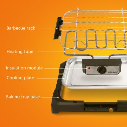 Aigostar - Επιτραπέζια ηλεκτρική ψησταριά 2000W/230V