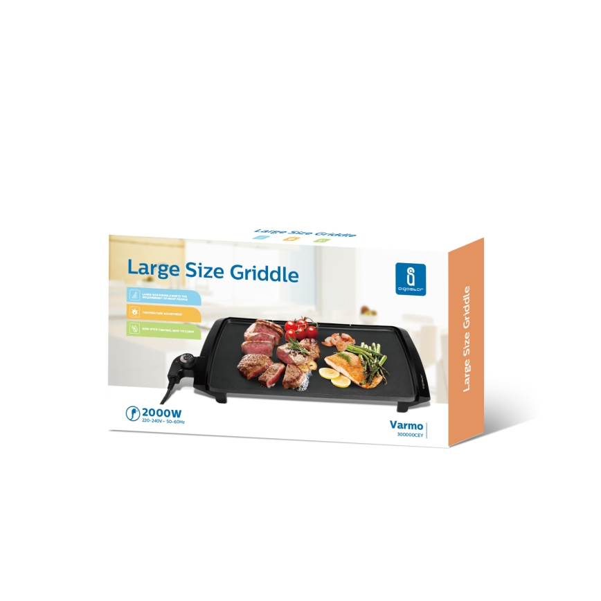 Aigostar - Επιτραπέζιο ηλεκτρικό γκριλιέρα 2000W/230V μαύρο