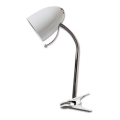 Aigostar - Επιτραπέζιο φωτιστικό με κλιπ 1xE27/11W/230V λευκό/γυαλιστερό χρώμιο