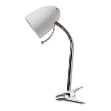 Aigostar - Επιτραπέζιο φωτιστικό με κλιπ 1xE27/11W/230V λευκό/γυαλιστερό χρώμιο