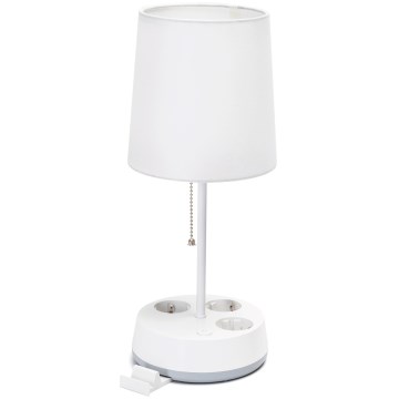 Aigostar - Επιτραπέζιο φωτιστικό με πρίζες 1xE27/60W/230V λευκό
