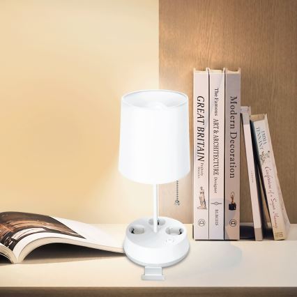 Aigostar - Επιτραπέζιο φωτιστικό με πρίζες 1xE27/60W/230V λευκό