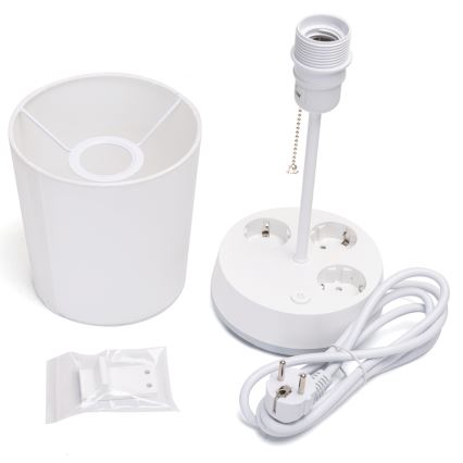 Aigostar - Επιτραπέζιο φωτιστικό με πρίζες 1xE27/60W/230V λευκό