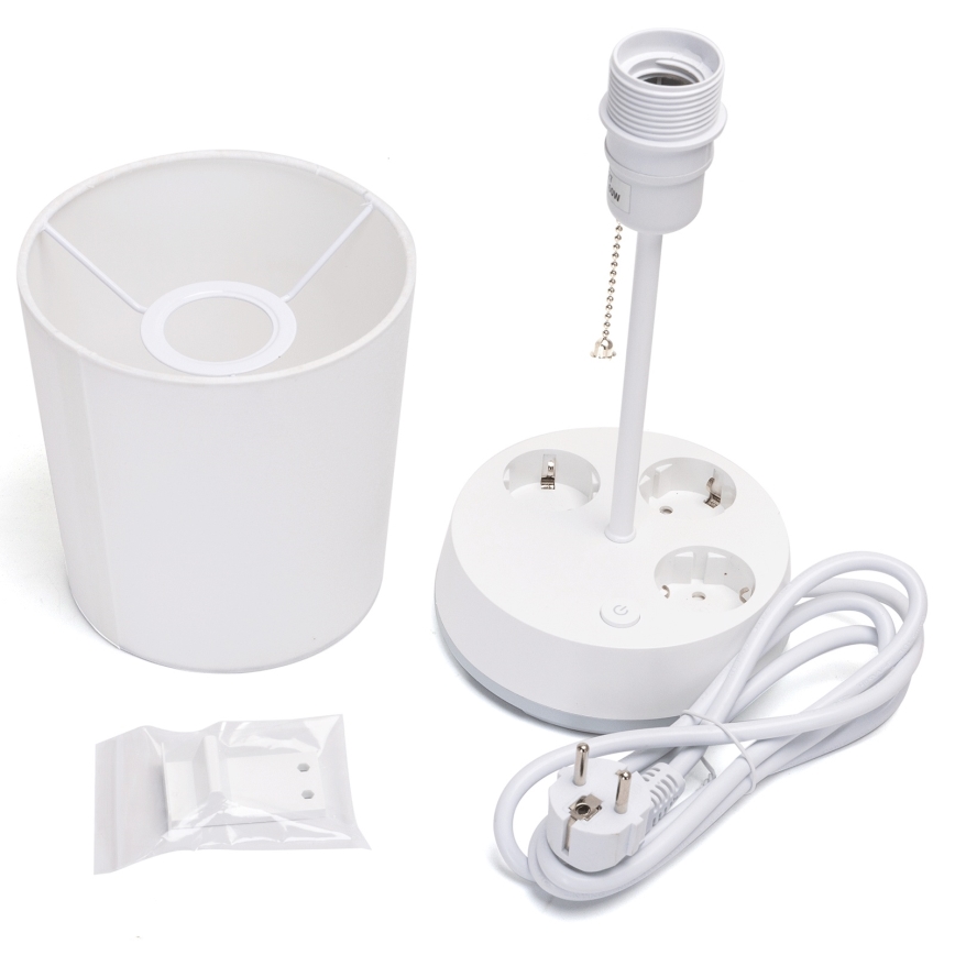 Aigostar - Επιτραπέζιο φωτιστικό με πρίζες 1xE27/60W/230V λευκό