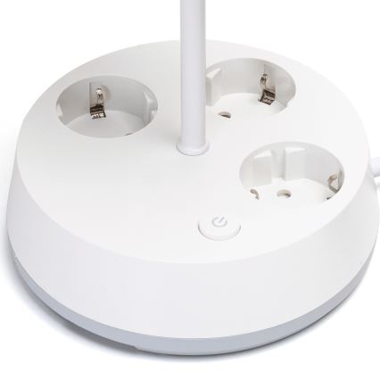 Aigostar - Επιτραπέζιο φωτιστικό με πρίζες 1xE27/60W/230V λευκό