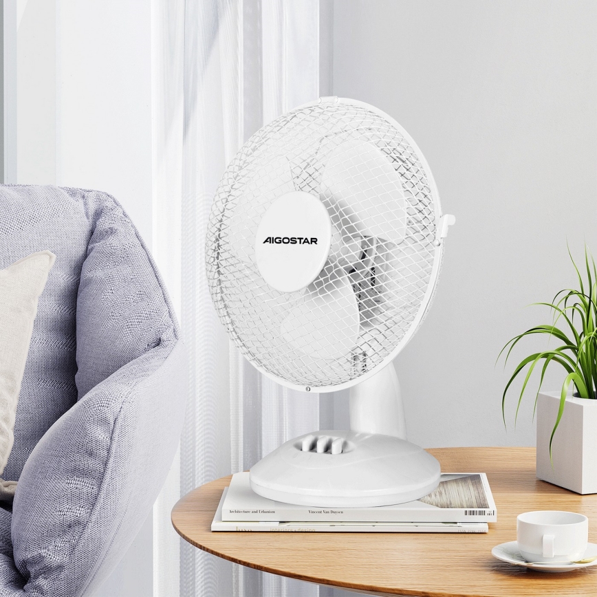 Aigostar - Επιτραπέζιος ανεμιστήρας 20W/230V λευκό