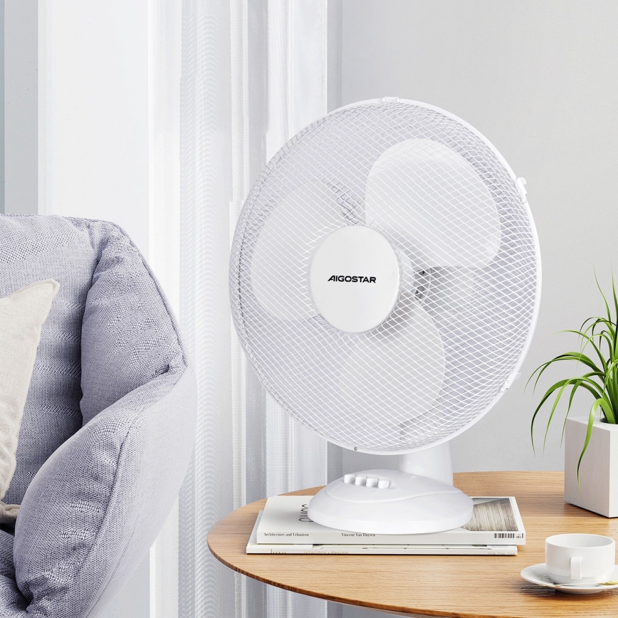 Aigostar - Επιτραπέζιος ανεμιστήρας 40W/230V λευκό