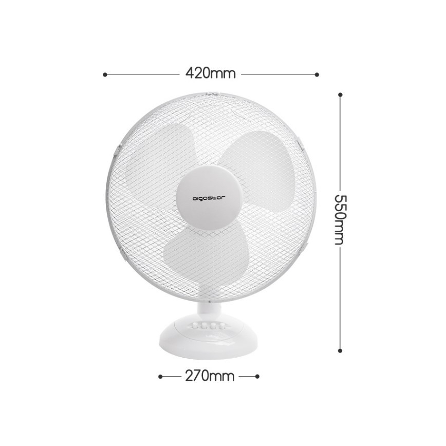 Aigostar - Επιτραπέζιος ανεμιστήρας 45W/230V 34 cm λευκό