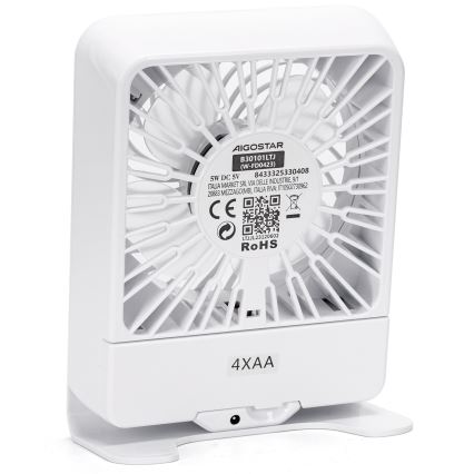 Aigostar - Επιτραπέζιος ανεμιστήρας 5W/5V λευκό