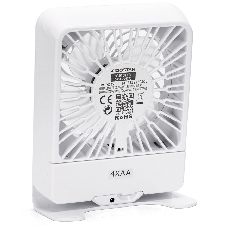 Aigostar - Επιτραπέζιος ανεμιστήρας 5W/5V λευκός