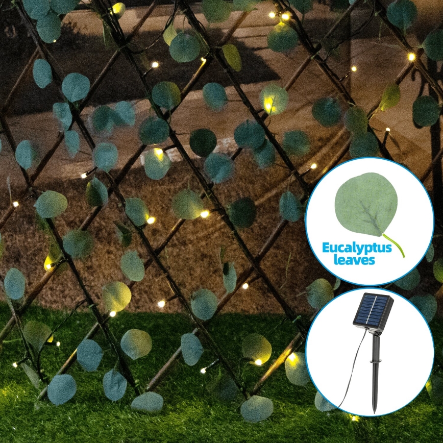 Aigostar - Ηλιακά λαμπάκια LED 102xLED/2x0,7m IP65 300 mAh θερμό λευκό ευκάλυπτος