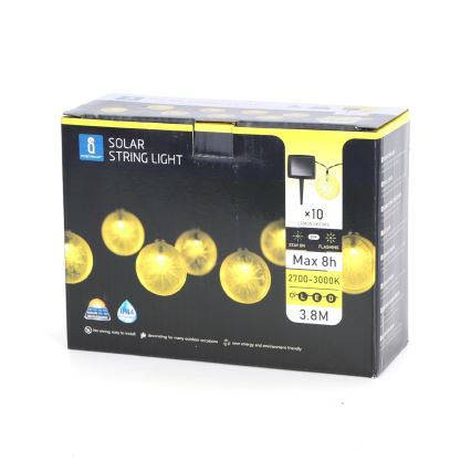 Aigostar - Ηλιακά λαμπάκια LED 10xLED/3,8m IP44 600 mAh θερμό λευκό