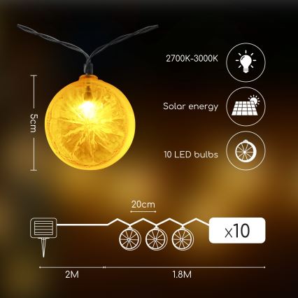 Aigostar - Ηλιακά λαμπάκια LED 10xLED/3,8m IP44 600 mAh θερμό λευκό
