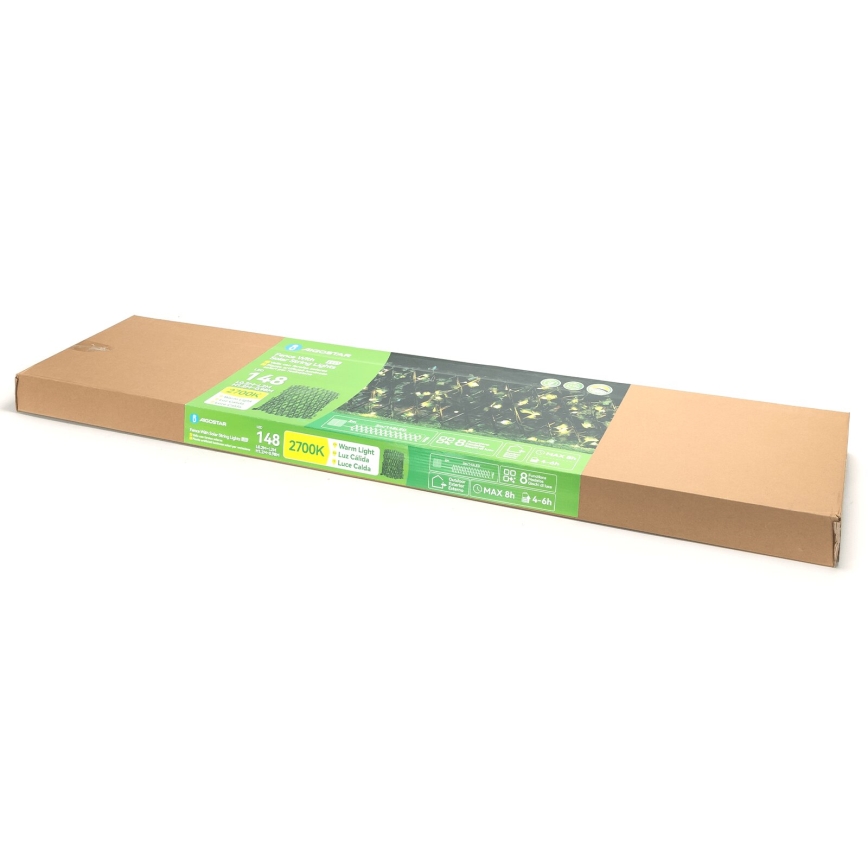 Aigostar - Ηλιακά λαμπάκια LED 148xLED/2x1,2m IP65 θερμό λευκό ivy