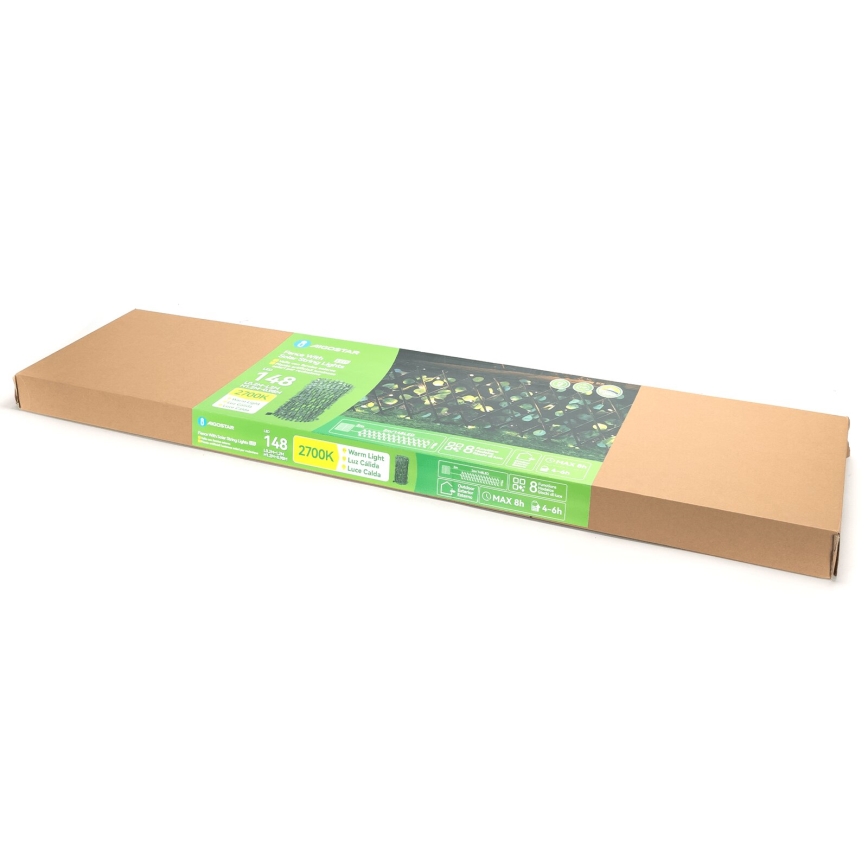 Aigostar - Ηλιακά λαμπάκια LED 148xLED/2x1,2m IP65 300 mAh θερμό λευκό ευκάλυπτος