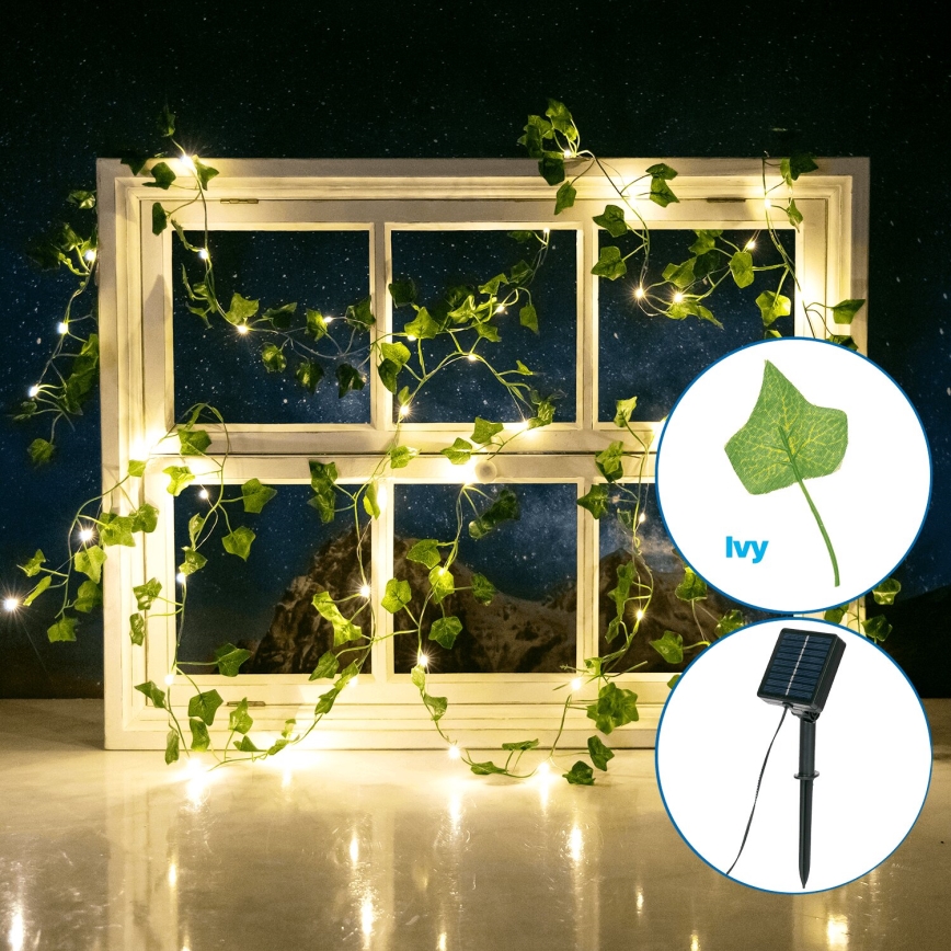 Aigostar - Ηλιακά λαμπάκια LED 50xLED/7m IP65 300 mAh θερμό λευκό κισσός