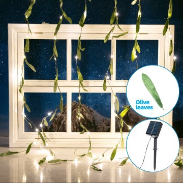 Aigostar - Ηλιακά λαμπάκια LED 70xLED/4x1m IP65 θερμό λευκό ελιά