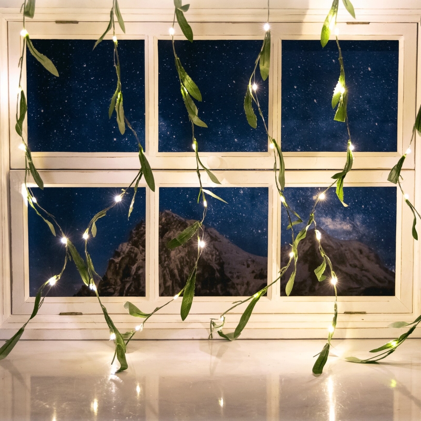 Aigostar - Ηλιακά λαμπάκια LED 70xLED/4x1m IP65 θερμό λευκό ελιά